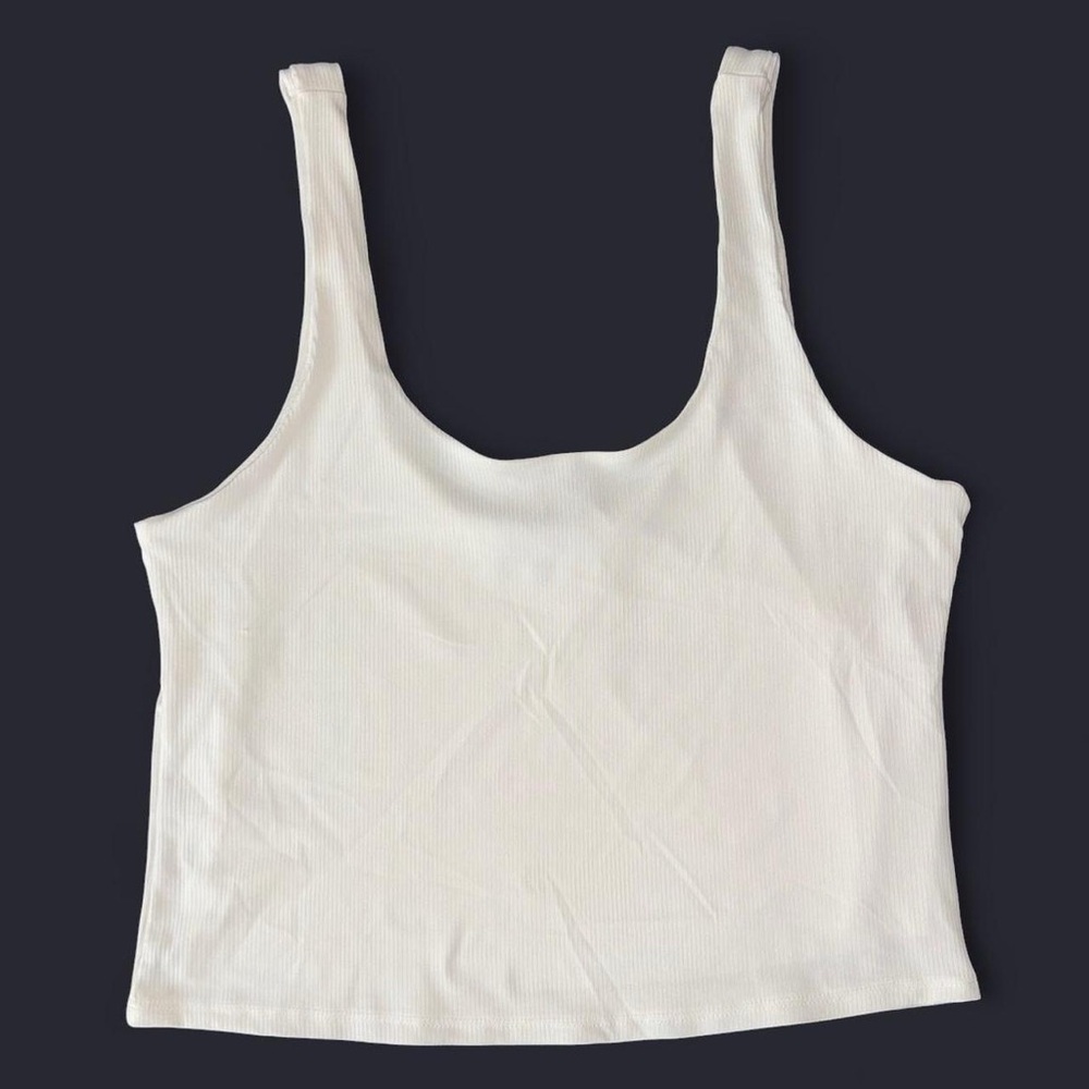 Originality White Ribbed Cropped Tank Top Women’s XL